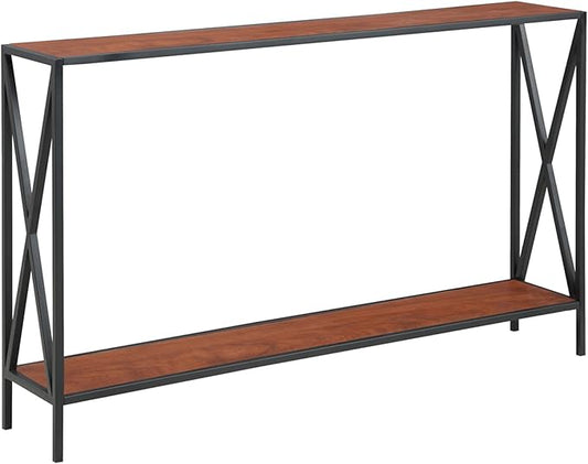 Convenience Concepts Tucson Console Table 47.25" - Modern Sofa Table with Storage Shelf, Entryway Hall Table for Living Room, Cherry/Black-NeatNest