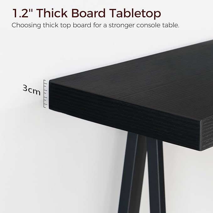 Console Table, 63" Industrial Entryway Table, Extra Long Sofa Table Behind Couch, X-Shaped Support, for Entryway, Hallway, Living Room, Black CTHB4801-NeatNest