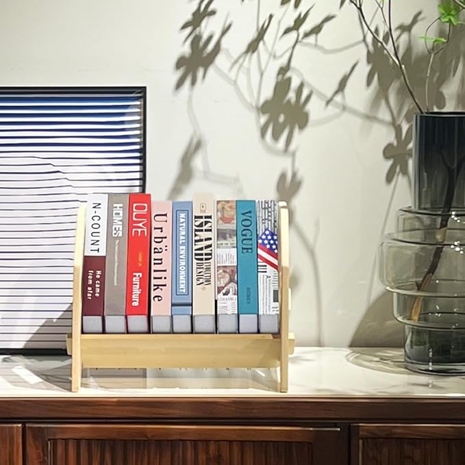 2 Pack Desktop Bookshelf, Stackable Book Organizer with Handle, Storage Rack for CD/Magazine/File Folder, Portable Small Bookshelf for Study, Living Room, Kid's Room, No Nails, Small Size-NeatNest