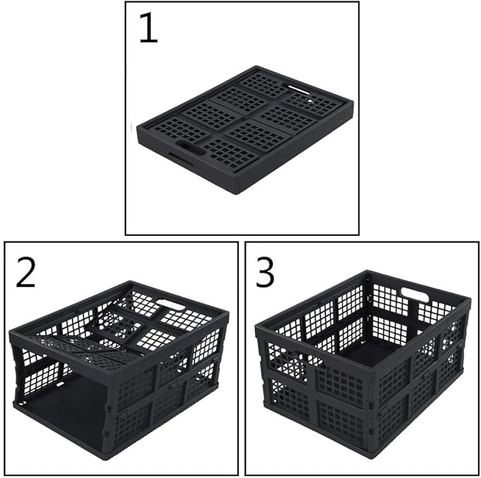 Ggbin 34 Liter Folding Plastic Containers, Grey Plastic Crate, 2 Packs
