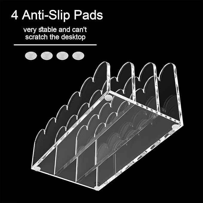 YAGELI 2 Pack 3-Slot Acrylic Mail Organizer for Desktop – Scalloped Clear Document Sorter, Vertical File Holder for Office/Home, Space-Saving Desk Organizer for Letters,Envelope,Bills,Stationery