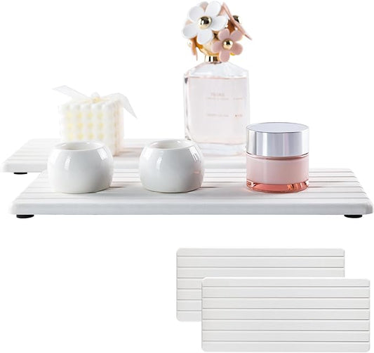 2 PCS Water Absorbent Diatomite Coasters (12.2" x 5.5"), Grooved Design, Water Absorbing Stone Used for Hand Soaps & Plants & toiletries in The Modern Home-NeatNest