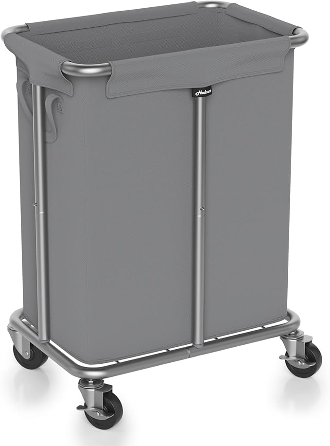 Laundry Basket with Wheels, Rolling Laundry Hamper, 46 Gallons (170L), Removable and Machine Washable Liner, Steel Frame, Large Laundry Cart for Laundry Room, Bedroom, Bathroom, Dorm - Grey
