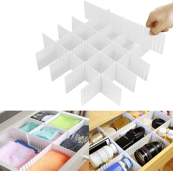 8pcs DIY Plastic Drawer Organizer Adjustable Drawer Dividers for Home Tidy Closet, Socks, Underwear, Office School Supplies, Kitchen Utensil Tools (White)-NeatNest
