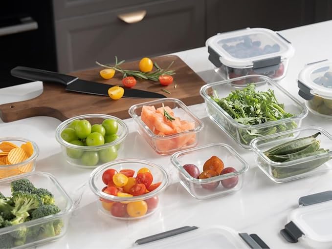 GC [10-Pack] Glass Meal Prep Containers with Lids, Food Storage Containers with Snap Locking Lids, Airtight Lunch Containers, Microwave, Oven, Freezer and Dishwasher