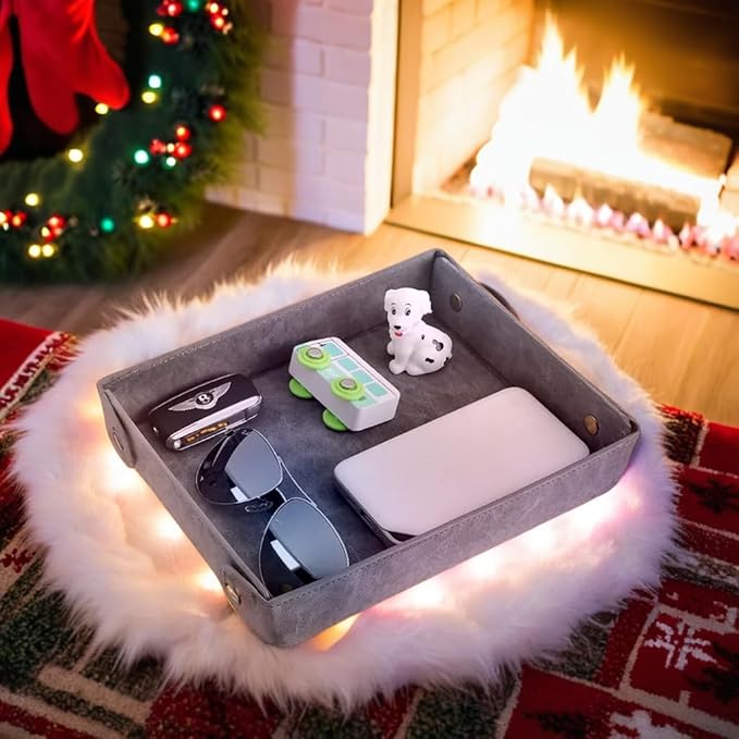 CASIRENA Father's Day Gifts Faux Leather Valet Tray Organizer for Men - Catch-All Tray for Entryway Table Key, Wallet, Watch, Coin Change, Phone, Dresser EDC Dump Jewelry, Bedside Nightstand Desk-top-NeatNest