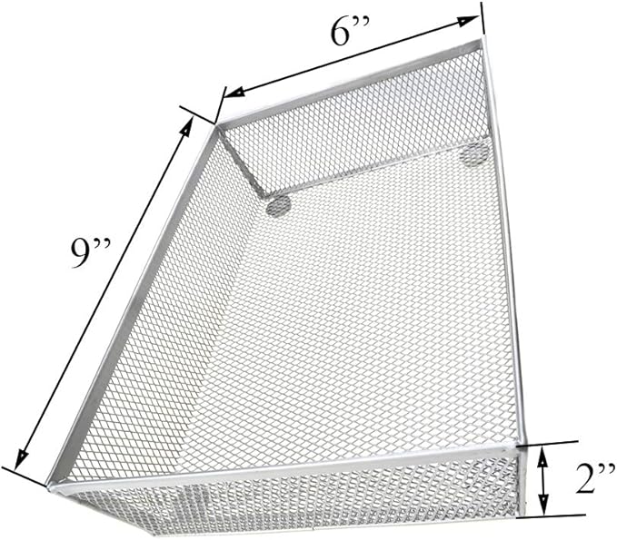 HAHIYO Stackable Mesh Tray Cup 9 x 6 x 2 inches Sturdy Container for Desk Drawer Organizer Collection for Home Office School kitchen Soft Foam Feet No Sharp Edges 1 Pack Silver-NeatNest