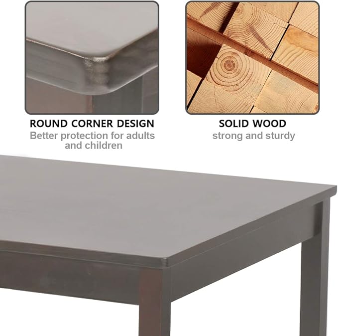 Dining Table for 4 People Kitchen Table with Wood Legs Dinner Table for Apartment Living Room Dining Room Office Kitchen Home Furniture Rectangular Modern, Brown-NeatNest