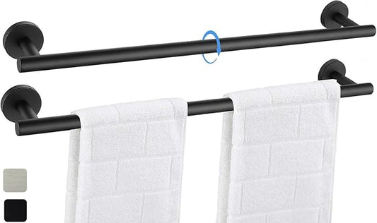 24 Inch Towel Bar 2 Pack for Bathroom 9/12/16/24/28/33 Inch Kitchen Hand Towel Holder Matted Black Stainless Steel 304 RUSTPROOF Wall Mount Towel Rod 2 of Pack (2, Matted Black, 24 Inch)