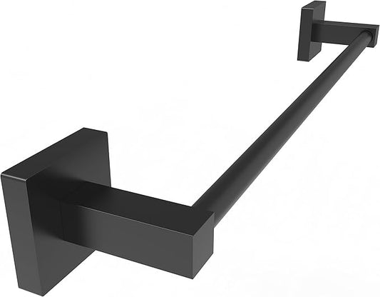 Ruacq Matte Black 21 Inch Single Towel Bar Square Bath Towel Holders Bathroom Towel Rack SUS304 Stainless Steel Modern Wall Mounted Total Length 24 Inch