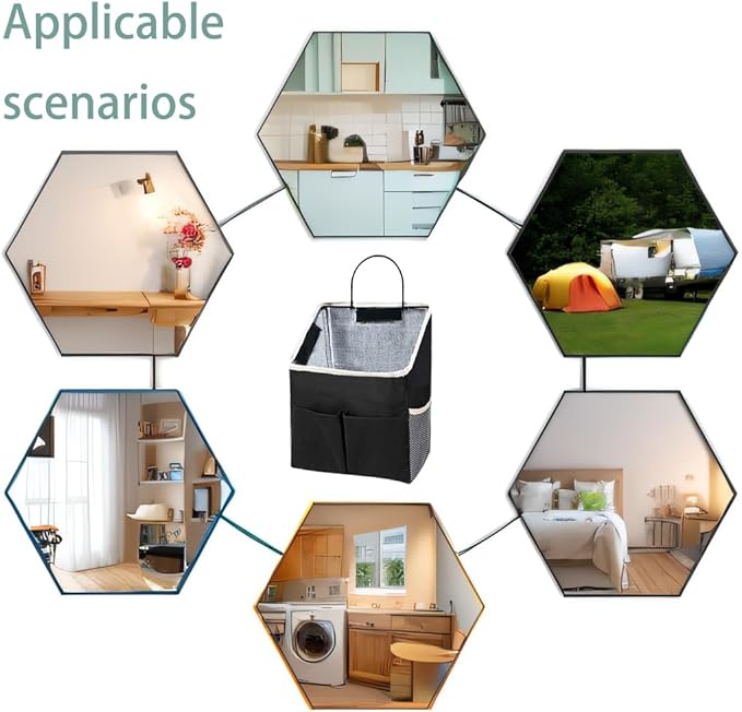 2pcs Wall Hanging Storage Bag,Wall Hanging Organizer Bags with Pockets, Wall Organizer Storage for Dormitory Bathroom Bedroom Kitchen(Black)-NeatNest