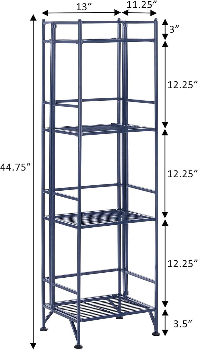 Convenience Concepts Xtra Storage 4-Tier Folding Metal Shelf, Cobalt Blue-NeatNest