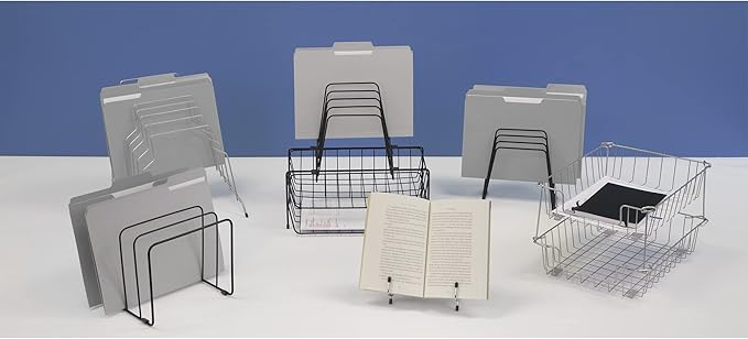 Fellowes Step File Junior Wire Organizer Rack, 6 Sections, Black (72613)