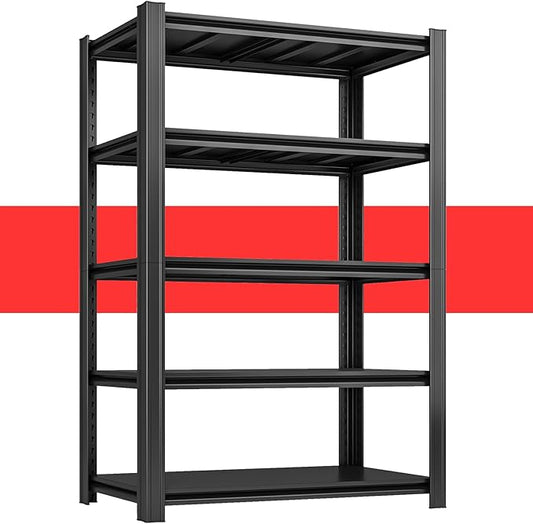 84" H x 47.24" W 5 Tier Metal Garage Shelves, 3000 LBS Adjustable Storage Shelving Unit for Warehouse, Basement, Kitchen, Store Display, Flower Stand, Office, Classroom, 24" D, Black-NeatNest
