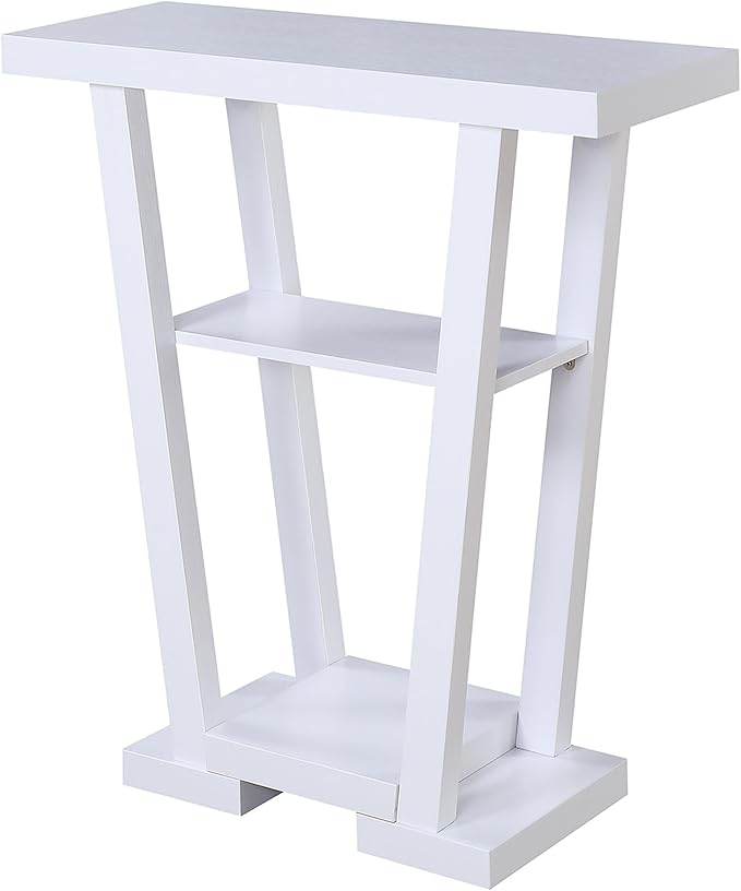 Convenience Concepts Newport V Console Table 31.5" - Modern Sofa Table with Storage Shelves, Narrow Entryway Hall Table for Living Room, Display Accent Table, White Faux Marble/White-NeatNest