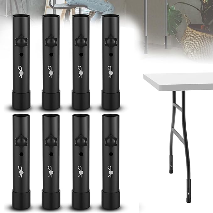2 Heights Folding Table Leg Extenders,Heavy Duty Folding Table Leg Extensions, Table Leg Risers for Straight/Bent Legs,Table Height Extenders-8pcs-NeatNest