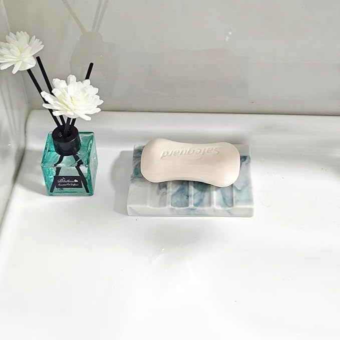Ceramic Soap Dish with Drain Bar Soap Holder Self Draining Soap Tray Soap Saver for Bathroom Shower Kitchen-NeatNest