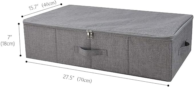Folding Washable Dustproof Under bed Storage Bins with Lids, Underbed Storage Containers for Closet, Wardrobe Clothes, Blanket, Duvets, Sweaters Organizer, Dark Gray, Pack of 3-NeatNest