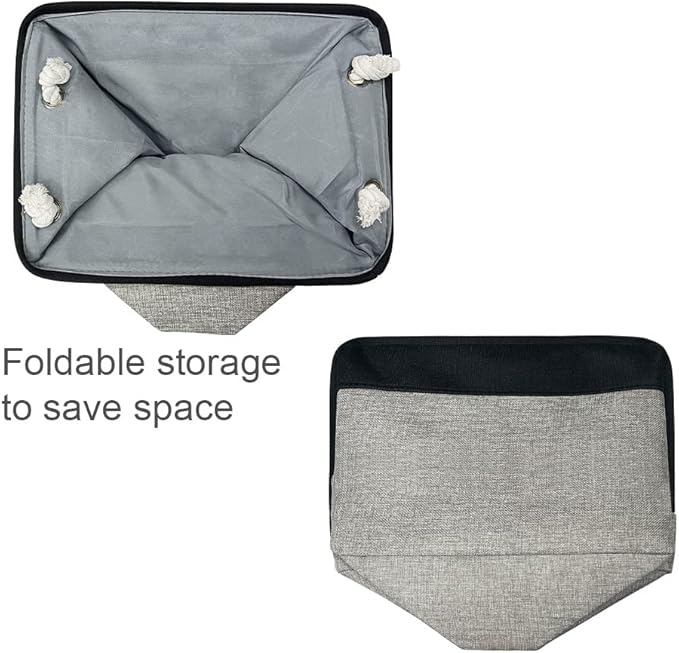TheWarmHome Storage Basket for Organizing - 16x12x12 inch Cube Storage bin 3 Pack Fabric Storage Cubes, Collapsible Storage Box for Organizer Cloth Gift Toy Closet (Black & Grey)-NeatNest
