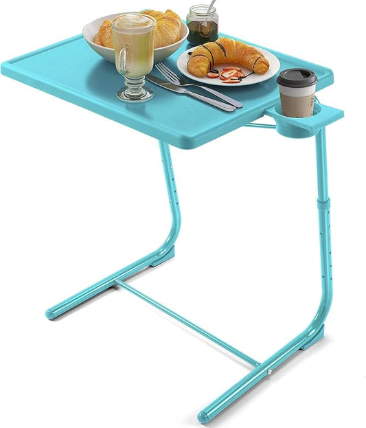 Adjustable TV Tray Table - TV Dinner Tray on Bed & Sofa, Comfortable Folding Table with 6 Height & 3 Tilt Angle Adjustments (Azure)-NeatNest