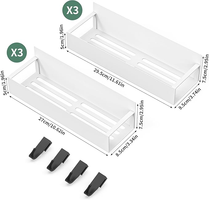 6-Piece Extra-Large Capacity Magnetic Spice Rack for Refrigerator, White
