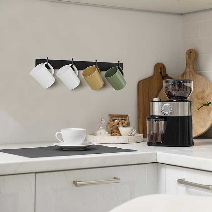 HULISEN Coffee Mug Holder Wall Mounted with 12 Hooks (Regular - Additional Mug Rack)-NeatNest