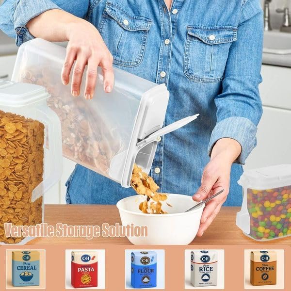 Buddeez Cereal Buddy Food Storage Dispenser - Multi-Size, BPA Free Plastic Containers with EZ Grip Handle, Scoop, and EZ Pour Spout, 8 QT, Set of 3.-NeatNest