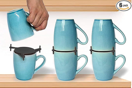 ELYPRO Coffee Mug Organizers and Storage, Kitchen Cabinet Shelf Organizer - Cupboard and Pantry Organization, Expandable Stackable Gadget for Tea Cup and Coffee Mugs, Save Space (Black)-NeatNest