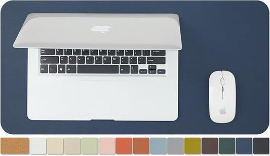 Compact Cork Desk Mat - Small Dual-Sided Desk Pad for Office and Home - Desk Organization and Accessories - Ideal for Large Mouse Pad and Small Desk Mats on Top of Desks(Dark Blue,23.6"x 11.8")-NeatNest