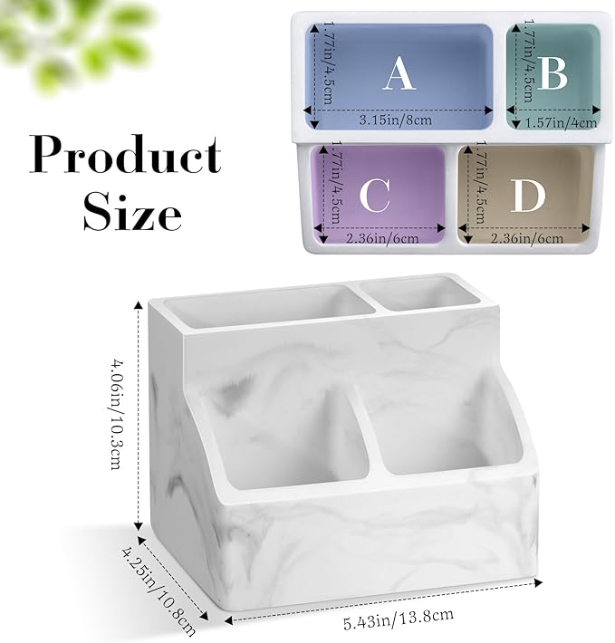 Luxspire Toothbrush Holder, Fast Drying Toothbrush Holders for Bathroom, Diatomaceous Earth Electric Tooth Brush Organizer Toothpaste Holder for Countertop Dresser, Marble White