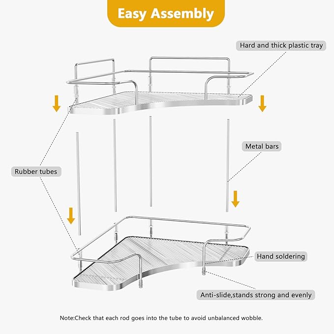 FOLLOWIN 2 Tier Bathroom Countertop Corner Organizer,Countertop Perfume Tray,Vanity Counter Shelf,Skincare Makeup Cosmetic Vanity Organizers,Silver-NeatNest