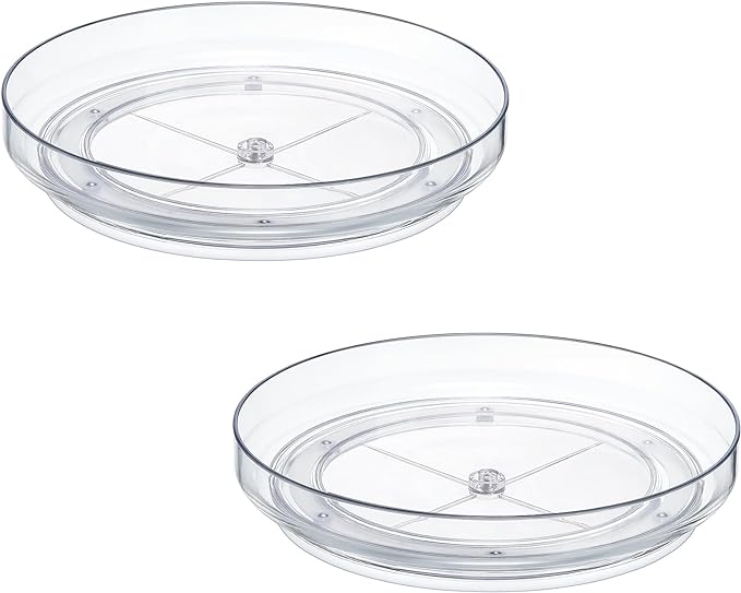 4 Pack, 10 Inch Clear Non-Skid Lazy Susan Organizers - Turntable Rack for Kitchen Cabinet, Pantry Organization and Storage, Fridge, Bathroom Closet, Vanity Countertop Makeup Organizing, Spice Rack