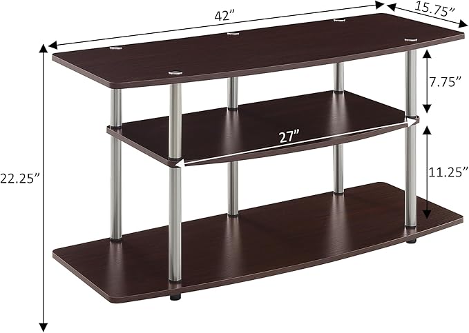 Convenience Concepts Designs2Go No Tools 3-Tier Wide TV Stand 42" - Entertainment Center for TVs up to 46 Inches, Modern TV Mount with Shelves for Living Room, Cherry-NeatNest