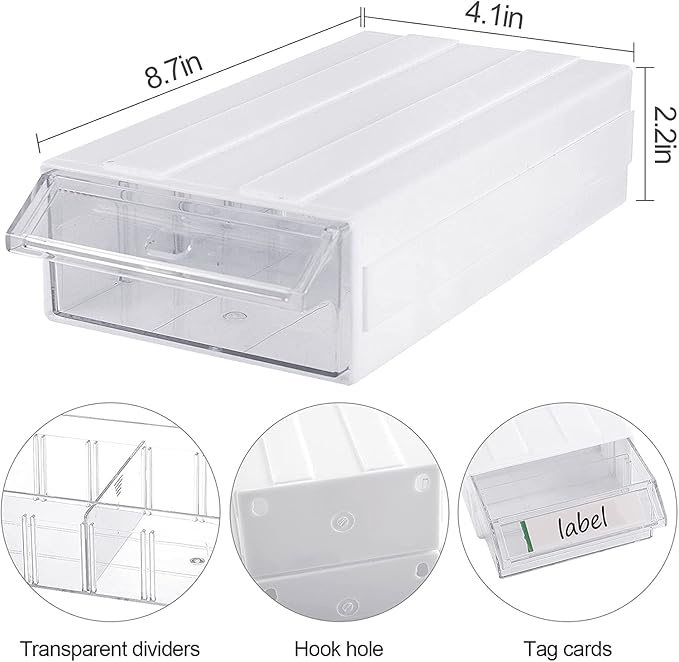 9 Pcs Stacking Office Drawer Organizers - Desktop & Wall Mounted 9 Drawer Storage Closet with 18pcs Clear Dividers Multifunctional Organizer Rack with 9pcs Tag Card for Home Small Items-NeatNest