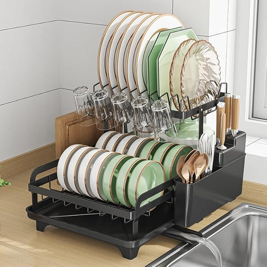 Dish Drying Rack Kitchen Dish Draining Rack 2 Tier Large Capacity for Kitchen Counter