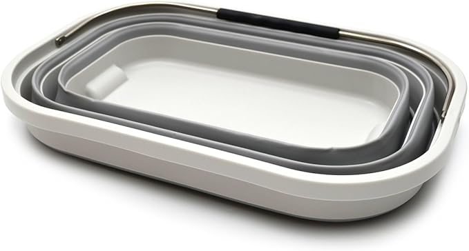 SAMMART 20.8L (5.49Gallon) Collapsible Rectangular Handy Basket/Bucket (S. Grey)