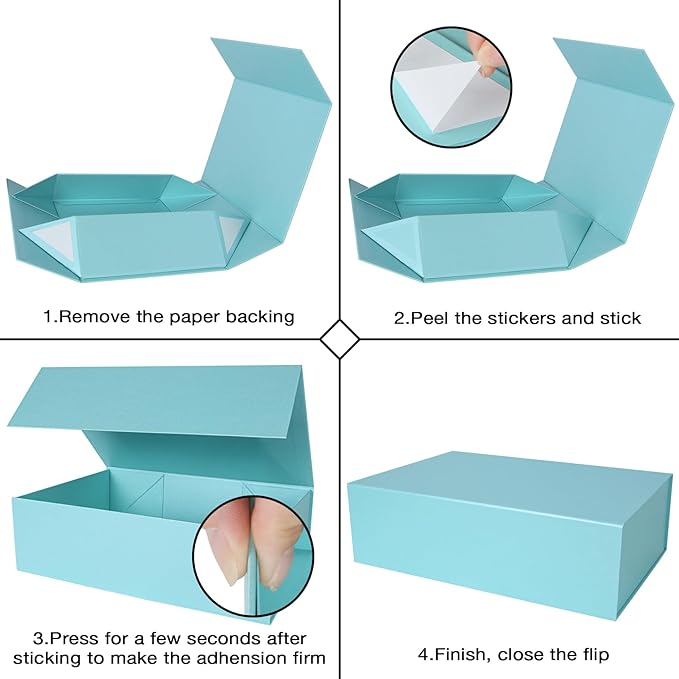 Aimyoo Blue Magnetic Gift Boxes with Lids 13.8x9x4.3 in, Large Bridesmaid Groomsman Proposal Box, Rectangle Collapsible Box for Present Graduation Birthday Storage 5 Pack-NeatNest