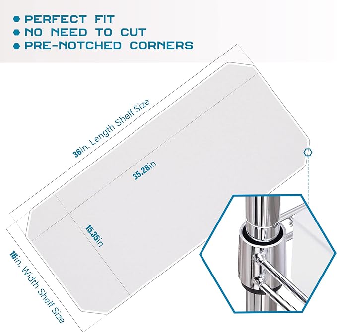 BRIAN & DANY Wire Shelf Liner 16" X 36", Heavy Duty Shelf Liners for Wire Shelving, Waterproof Protector Mats, Set of 5, Transparent-NeatNest