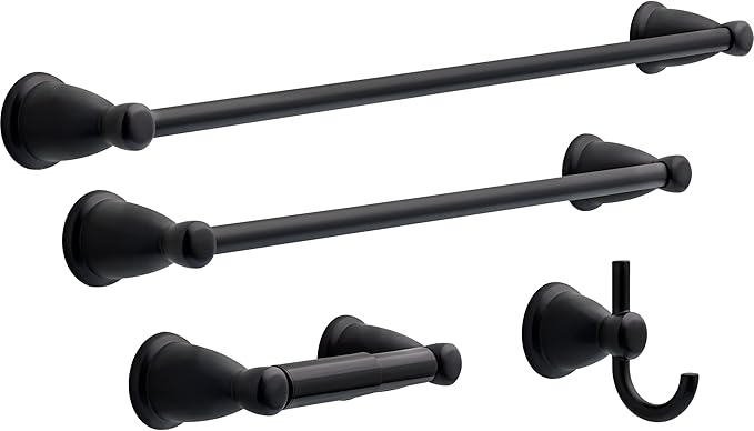 Franklin Brass Kinla (1-Pack) Towel Hooks Matte Black Double J Wall Mounted for Robes 2-Prong Holder, Bathroom Accessories KIN35-MB