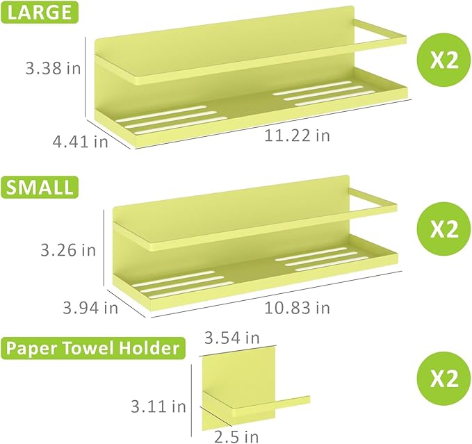 Magnetic Spice Rack For Refrigerator Magnetic Fridge Shelf For Kitchen Spice Organizer Magnetic Shelf For Fridge Space Saving Yellow 4 Pack With Magnetic Paper Towel Holder