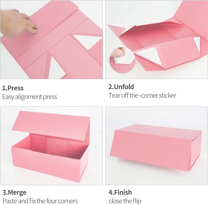 Gift Boxe 10" x 6" x 3" with Magnetic Closure Lid Gift Boxes for Presents,Bridesmaid Gifts Box,Cute Box,Birthday Gift box,Luxury for Gift Packaging, Magnetic Gift Box for Wrapping Gifts (Pink/5PCS)-NeatNest