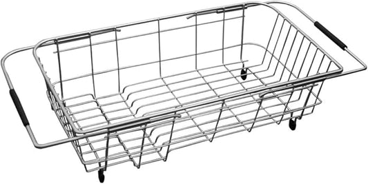 Keewah Expandable Dish Drainer Drying Rack Over The Kitchen Sink - 16.1” x 9” - Stainless Steel