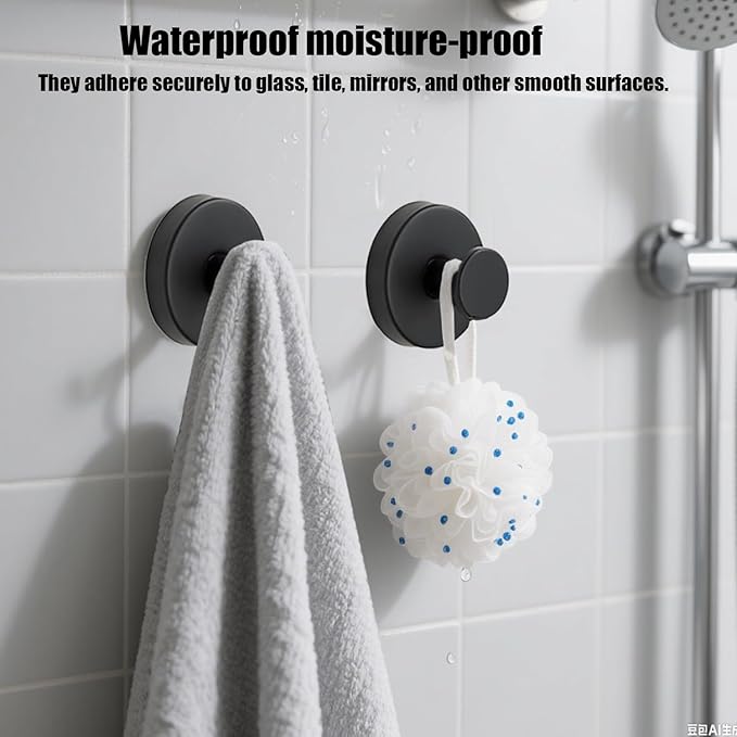 Suction Cup Hooks for Wreaths on Glass, 2026 NEW No Drill Suction Cup Hooks for Shower Towels, Strong Suction Cup Wreath Hanger Holder for Front Door Glass Window Mirror Bathroom Wall (1, Sliver)