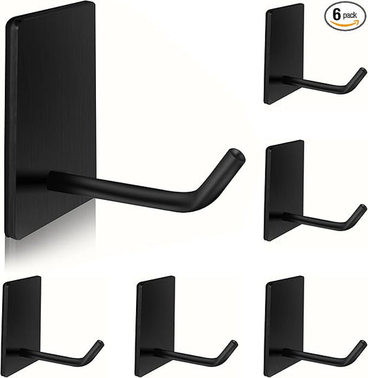 Adhesive Hooks Heavy Duty, Long Self Adhesive Wall Hook, Sticky Towel Hangers for Kitchen Bathroom, Waterproof Stick on Door Hooks for Hanging Key Hat Coat