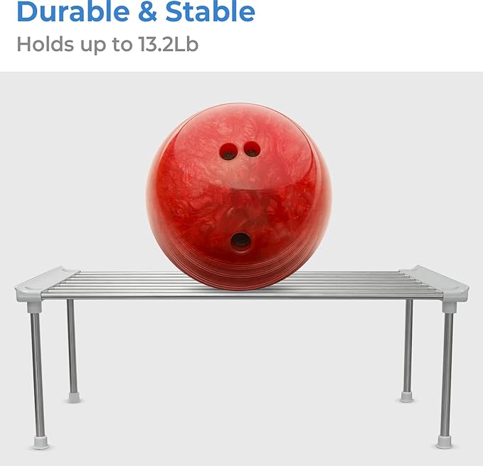 carrotez Cabinet Organizer Shelf, Set of 2 Stackable Kitchen Counter Shelves, Kitchen Cabinet Organizers and Storage, Pantry Storage Shelf Organizer, 15.7 x 7.8 x 6.1 - White-NeatNest