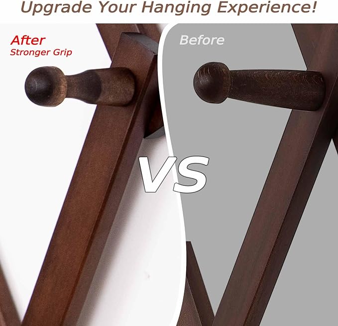 16 inch High Accordion Wall Hanger with 14 Hooks, Wooden Wall Expandable Coat Rack for Coat, Hats, Baseball Caps, Coffee Mug, Jewelry-NeatNest