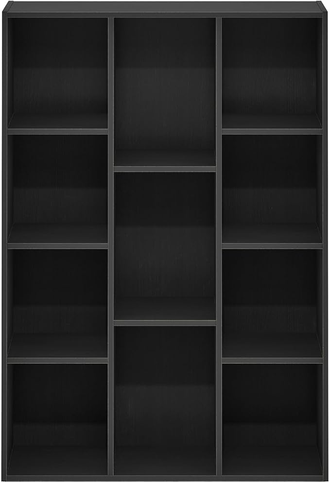 Furinno Luder 11-Cube Open Shelf Bookcase, Bookshelf, Blackwood-NeatNest