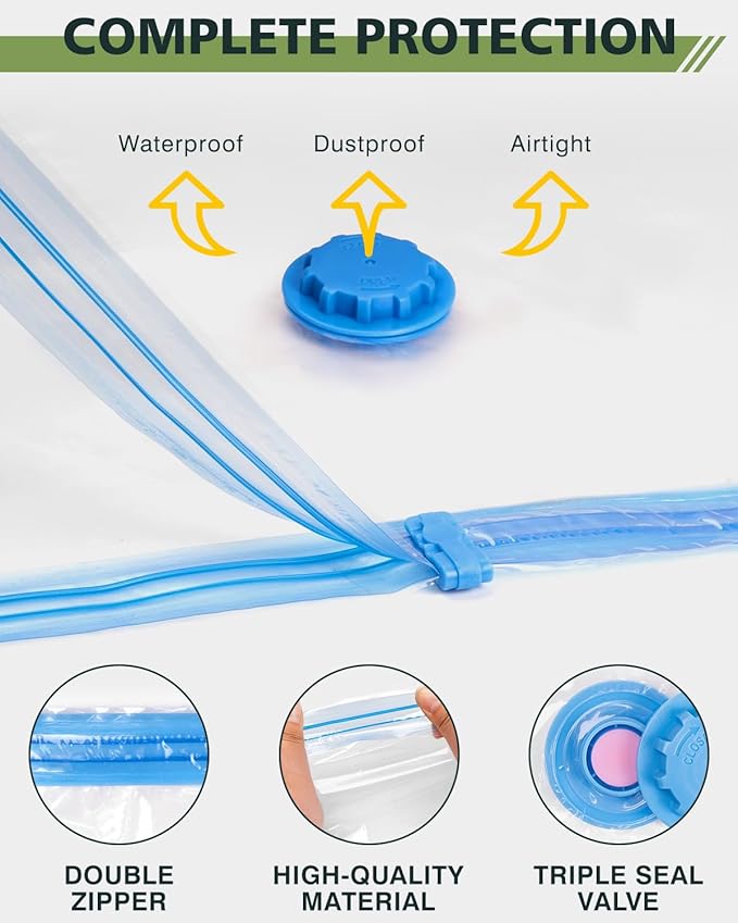 Vacuum Storage Bags (6 Jumbo Pack) Space Saver Bags with 1 Electric Air Pump Vacuum Seal Bags Compression Bags for Clothes Blanket Duvets Pillows Comforters Travel Moving-NeatNest