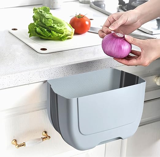 Hanging Folding Mini Trash Can for Kitchen Cabinet Door, Small Collapsible Garbage Bin Under Sink,Wall Mounted Waste Bin- Container Cabinet/Bedroom/Bathroom (3L)(White)-NeatNest