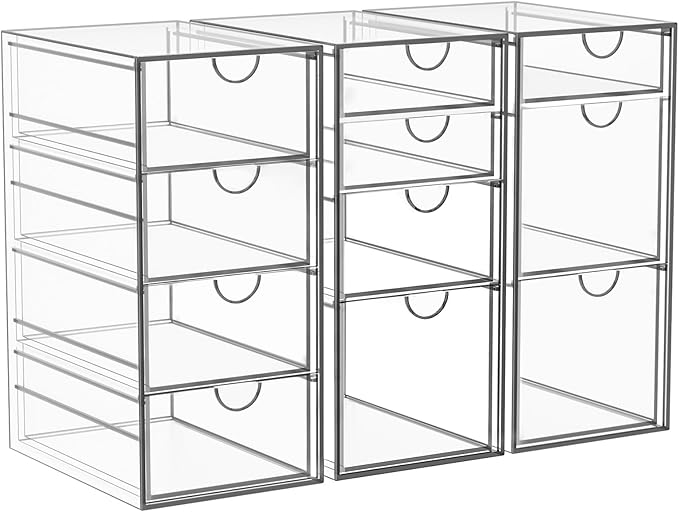 Arcylic Makeup Organzier with 11 Drawers, Clear Storage Drawers, Bathroom Makeup Organizer for Palettes, Cosmetic, and Beauty Supplies,Ideal for Vanity, Cabinet,Desk Organization-NeatNest